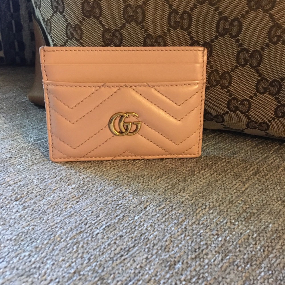 Gucci GG Marmont Card Case Matelasse Dusty Pink